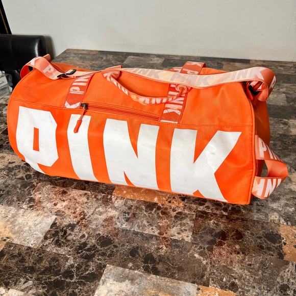 PINK Victoria's Secret Bold Orange Duffel Bag - Picture 3 of 7